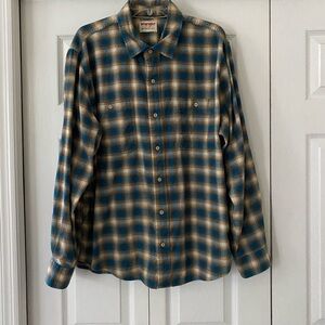 Wrangler Authentics Mens Button Down Plaid Shirt Size XL